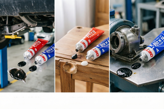 Pegamento epoxi AB de curado rápido. Pegamento de dos partes resistente al agua y a los químicos para metales, plásticos y caucho.